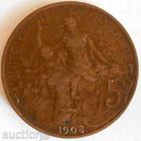 5 centimes - 1908 Γαλλία