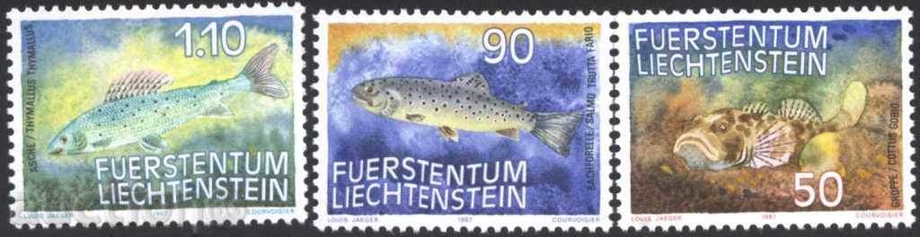 Чисти марки  Фауна Риби  1987 от Лихтенщайн