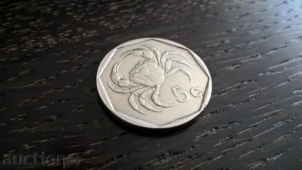 Монета - Малта - 5 цента | 1991г.