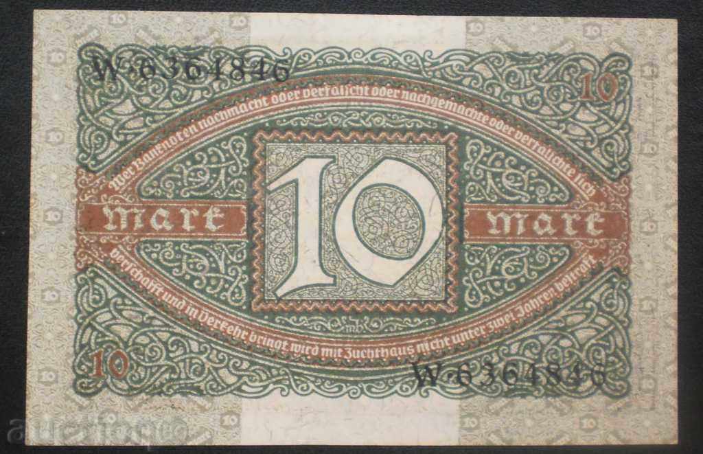 Germania 10 bill Brands 1920 HF rare proiect de lege