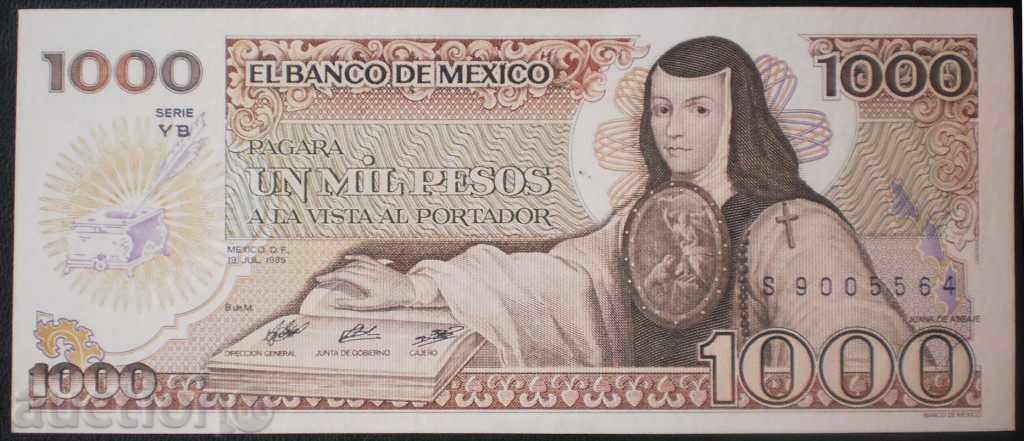 Bancnota Mexic 1000 pesos 1985 UNC rara proiect de lege