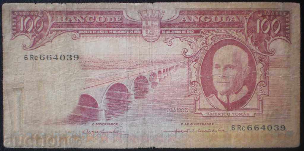 Bancnota Angola 100 Escudos 1962 VF rare bancnote