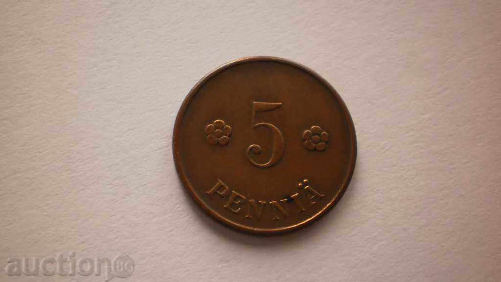 Finland 5 Penny 1922 Rare Coin