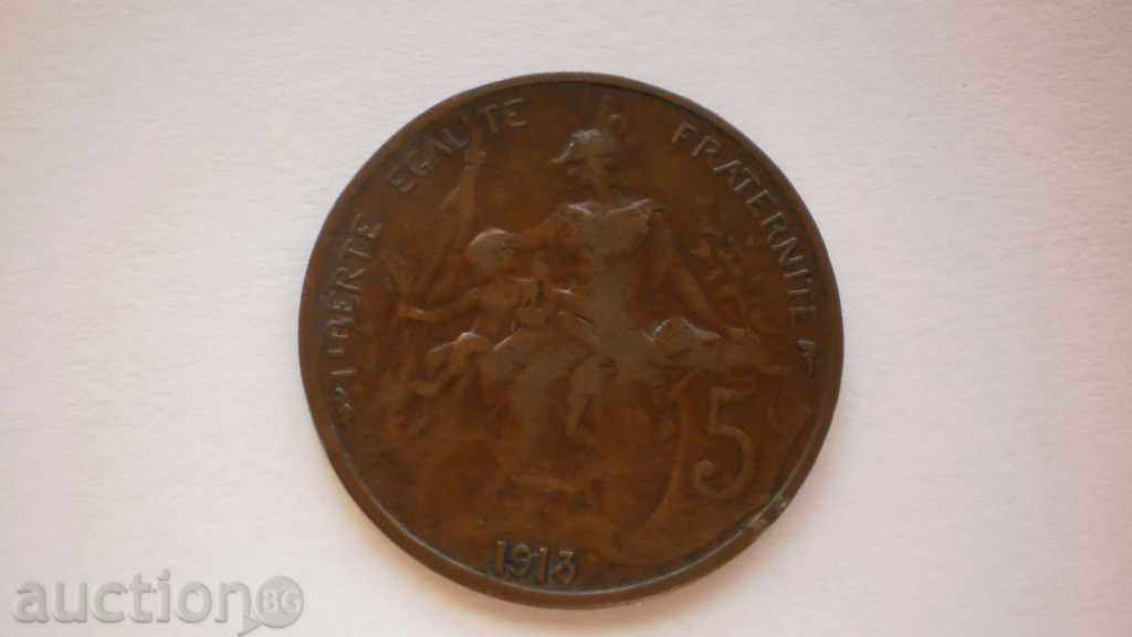 Франция  5  Центим   1913  Рядка Монета