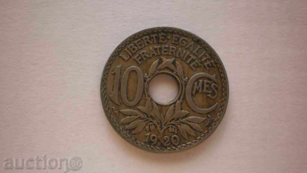 Франция  10  Центим   1920  Рядка Монета