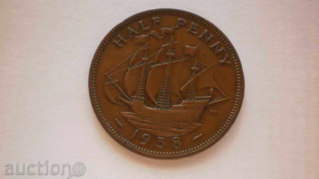 Англия  ½  Пени   1938  Рядка Монета