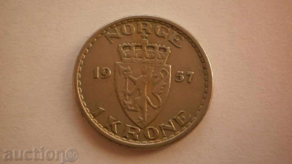 Norway 1 Crown 1957 Rare Coin