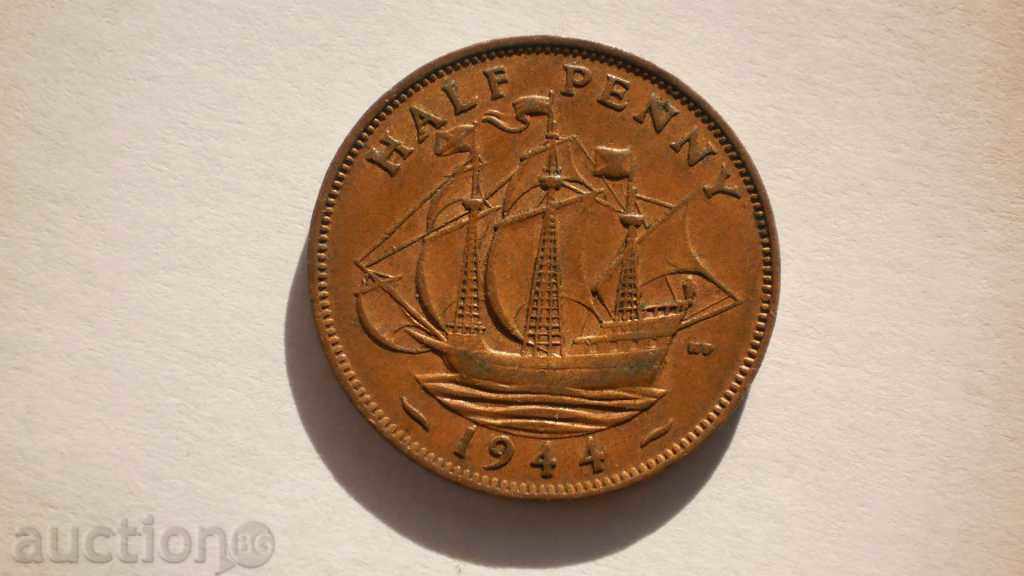 Англия  ½  Пени  1944  Рядка Монета