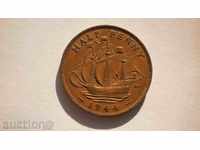 Anglia ½ penny 1944 Rare monede