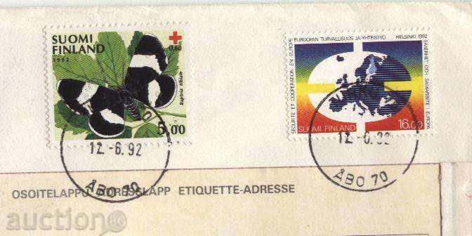 Traffic envelope with Map marks, Butterfly 1992 from Finland with price 3.90 BGN | € 1.99 Traffic envelope with Map marks, Butterfly 1992 from Finland with price 3.90 BGN | € 1.99