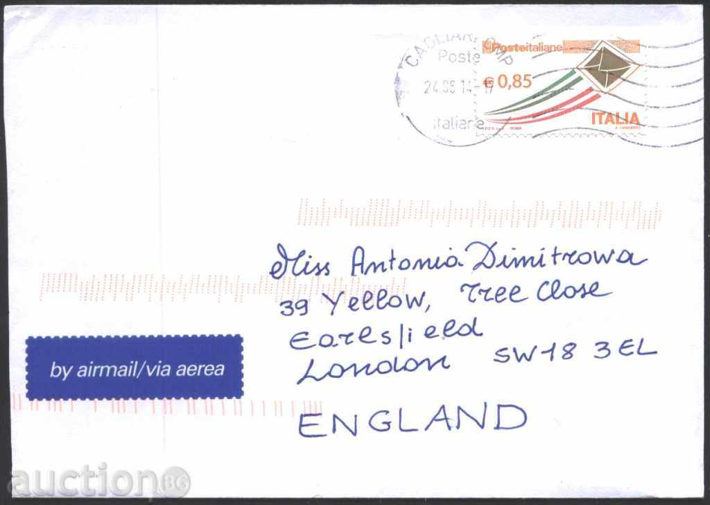 Пътувал плик с марка от  Поща от Италия