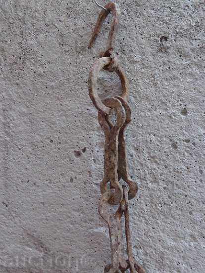 Доставка на Стара кована верига с кука, ченгел за огнище Доставка на Стара кована верига с кука, ченгел за огнище