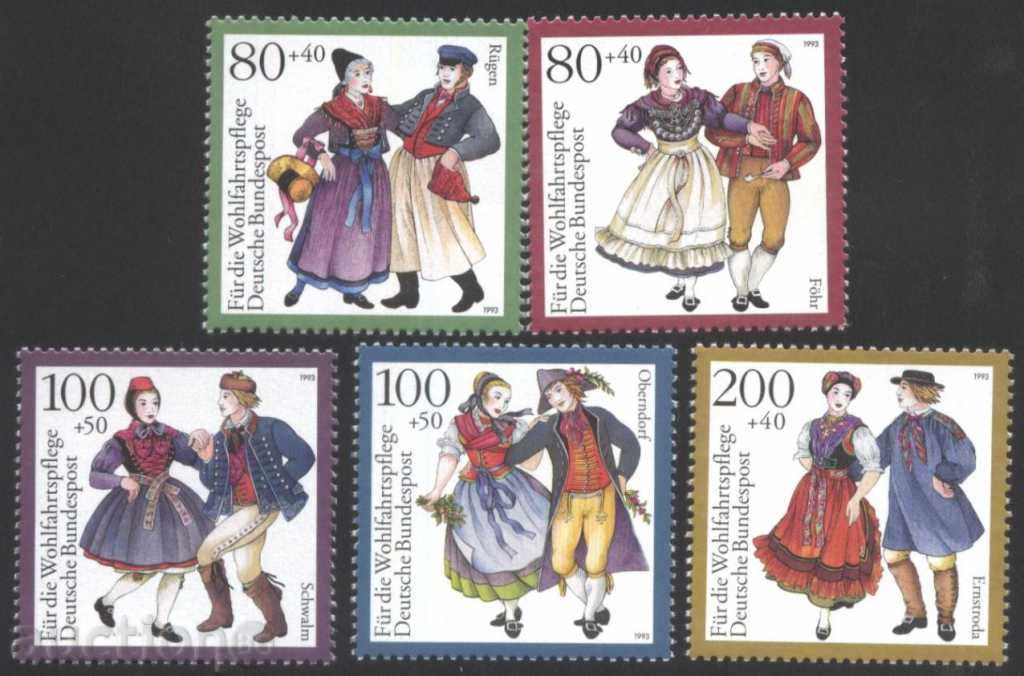 Чисти марки Фолклорни танци 1992 от Германия