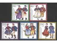 Чисти марки Фолклорни танци 1992 от Германия