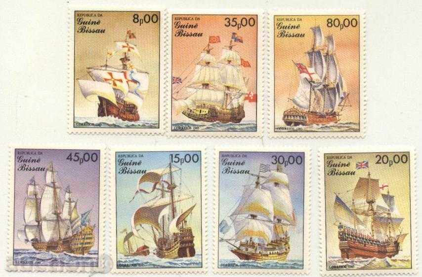 Чисти марки  Кораби 1985 от  Гвинея Бисау