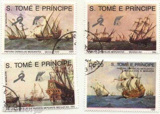 Kleymovani μάρκες πλοία το 1989 από την Σάο Τομέ και Πρίνσιπε