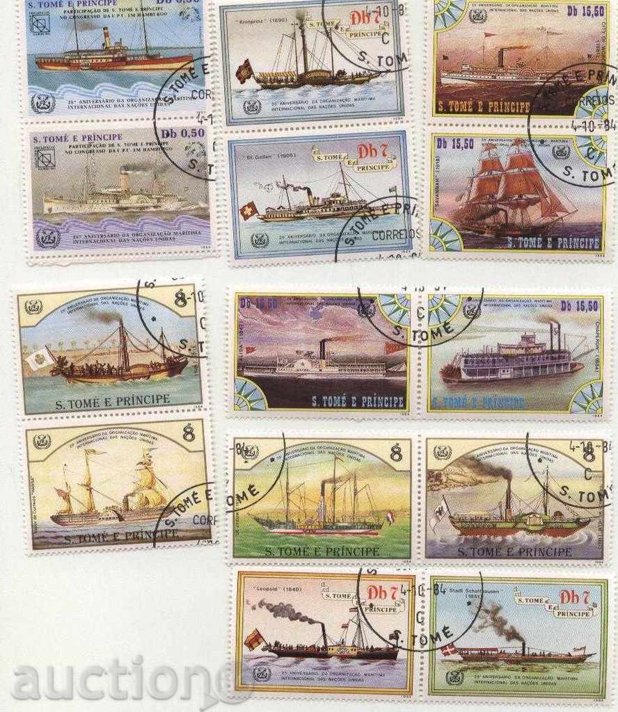 Клеймовани марки Кораби 1984 от  Сао Томе и Принсипи