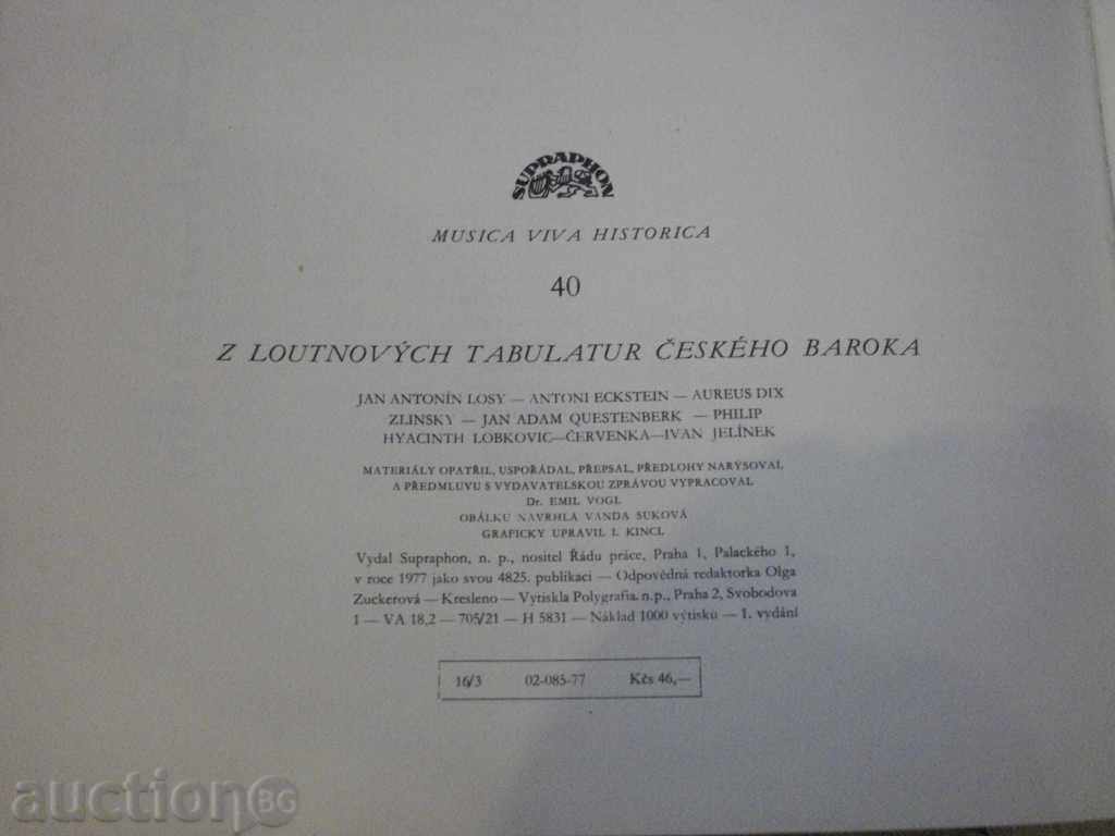 Book "Z LOUTNOVÝCH TABULATUR ČESKÉHO BAROKA" - 112 p. - 6 Book "Z LOUTNOVÝCH TABULATUR ČESKÉHO BAROKA" - 112 p. - 6