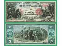 (¯`'•.¸(репродукция)  САЩ  5 долара 1878  UNC¸.•'´¯)