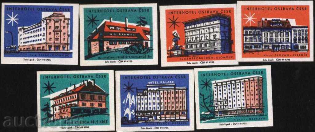 7 etichete cutie de chibrituri Interhotel din Cehoslovacia Lot 1123