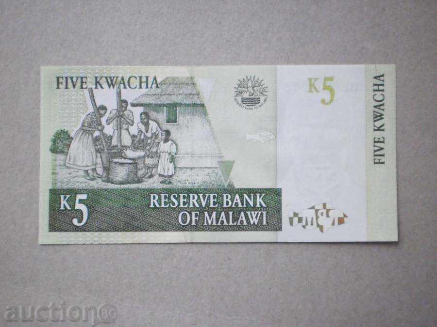 5 kwacha MALAWI 1989 cu preț € 1.53 | 2.99 BGN
