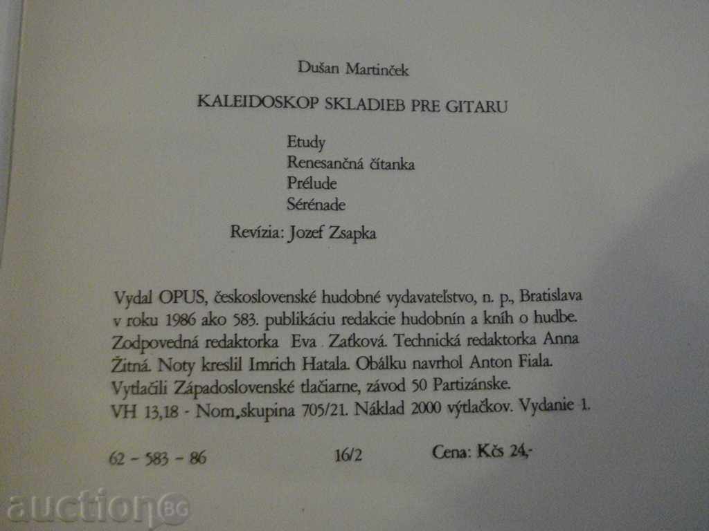 Book "KALEIDOSKOP SKLADIEB FOR GITARU-D.Martinček" -58 p. - 6 Book "KALEIDOSKOP SKLADIEB FOR GITARU-D.Martinček" -58 p. - 6