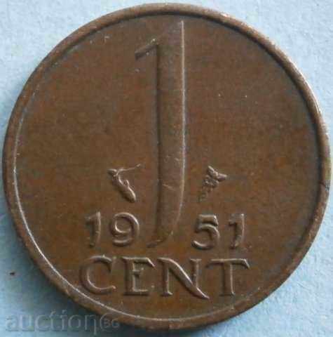 Холандия 1 цент 1951г.
