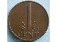 Холандия 1 цент 1951г.