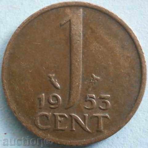 Холандия 1 цент 1953г.