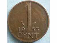 Холандия 1 цент 1953г.