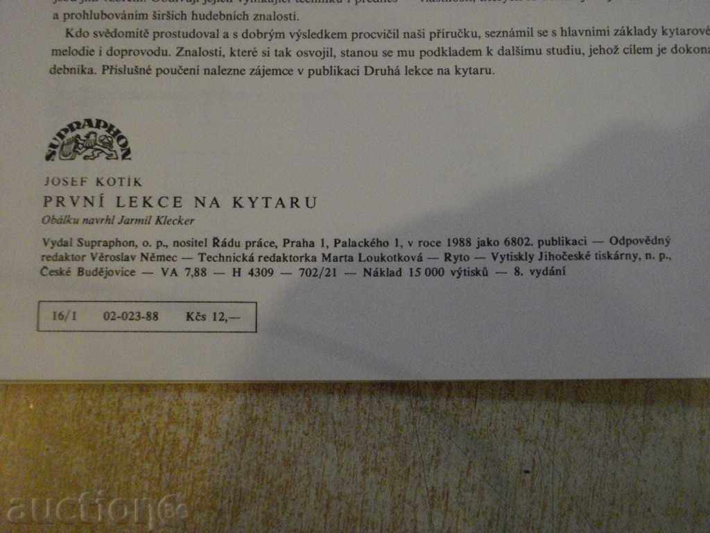Book "THE FIRST LEKCE ON KYTARU - Josef Kotík" - 72 pp. - 6 Book "THE FIRST LEKCE ON KYTARU - Josef Kotík" - 72 pp. - 6