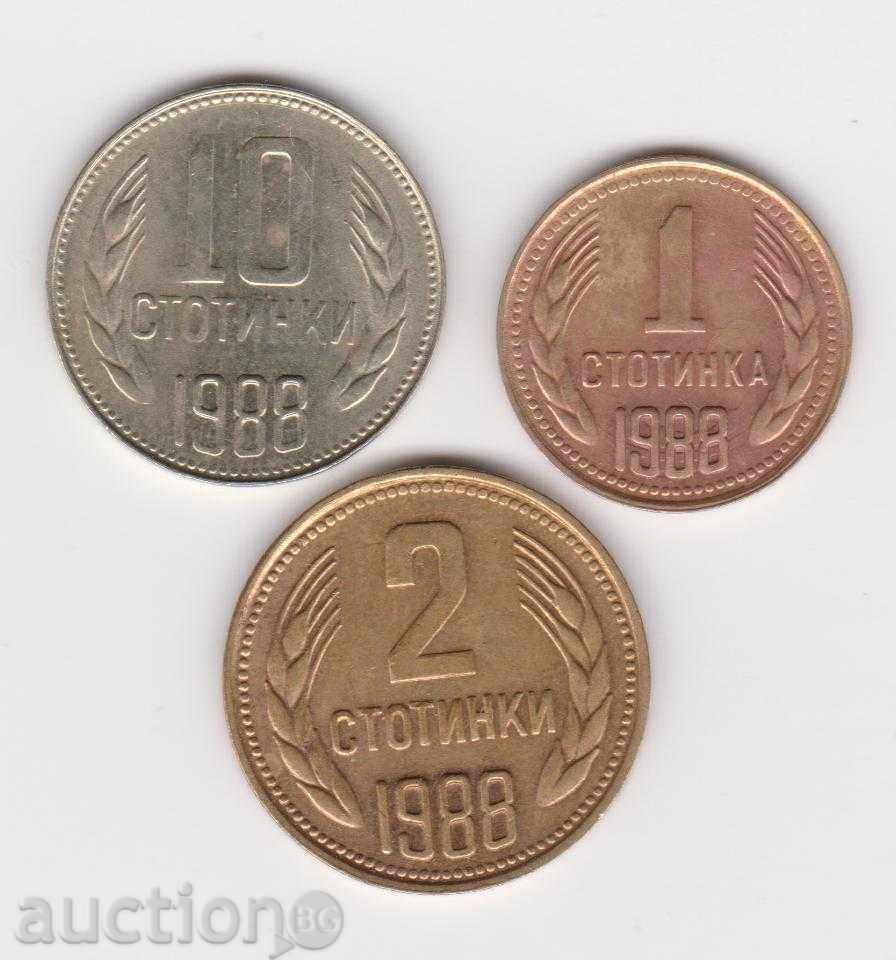 Lot 1, 2 and 10 cents 1988