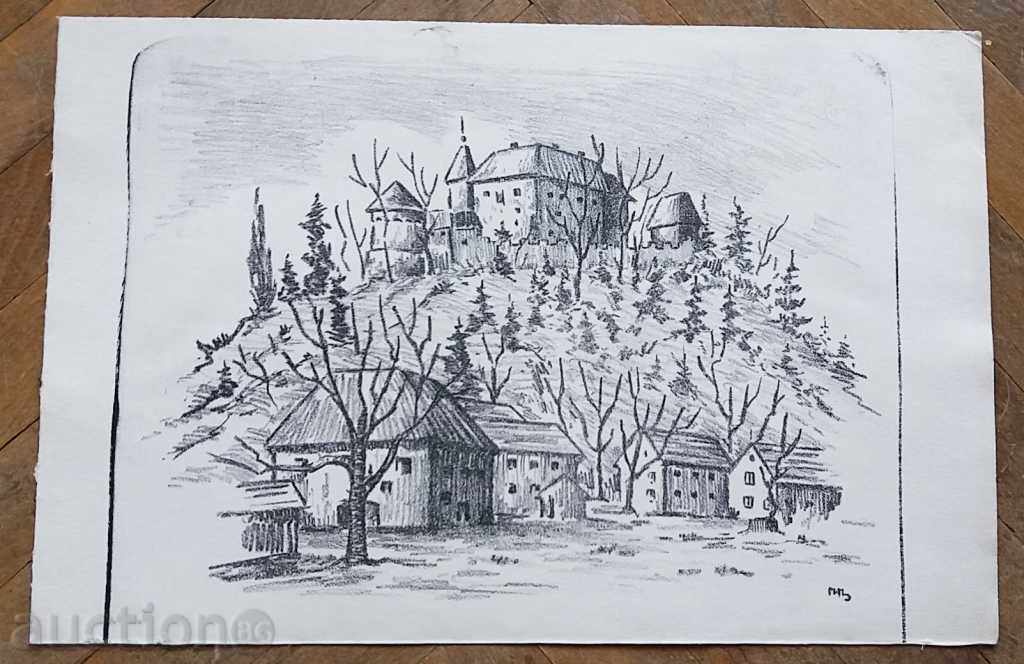 1178 Sale Prodanov Landscape Castle signed P.23 / 35cm