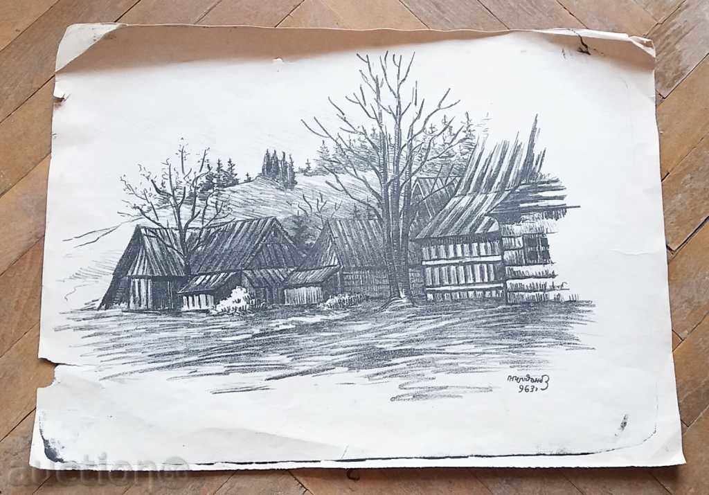 1180 Sale Salenov Landscape signed 1963 P.30 / 41cm