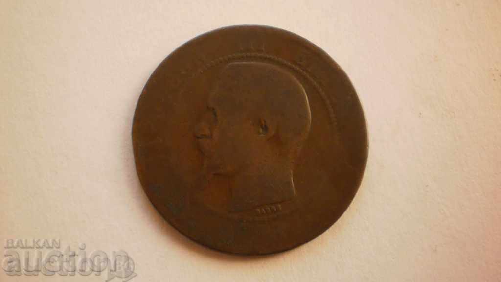 Франция  10  Центиме  1857 Рядка Монета
