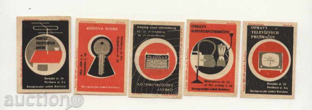 5 etichete matchbox din Cehoslovacia Lot 131