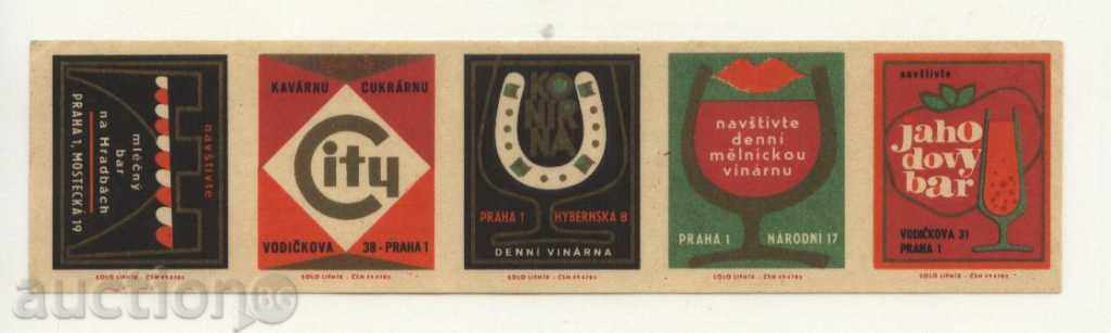 5 кибритени етикети  от Чехословакия  лот  715