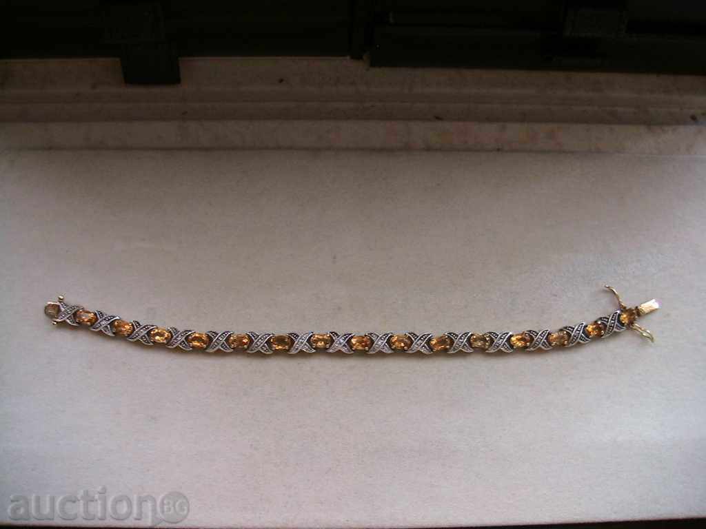 Auction ATTRACTIVE SILVER BRACELET with CITRINE and DIAMONDS Auction ATTRACTIVE SILVER BRACELET with CITRINE and DIAMONDS