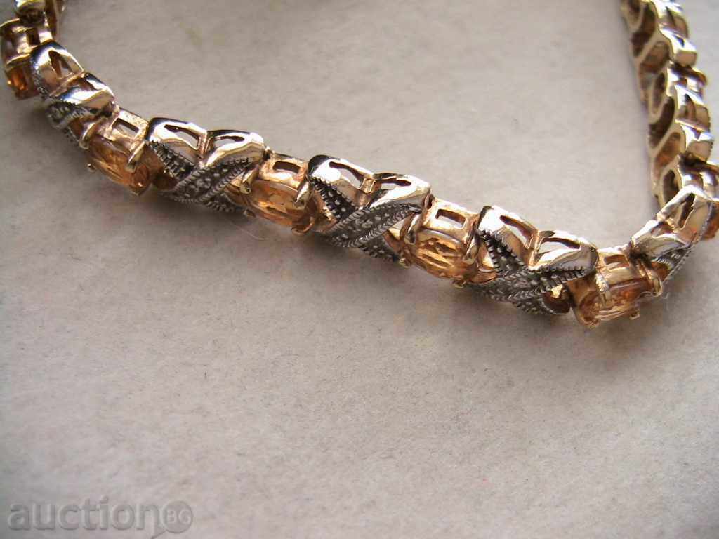 ATTRACTIVE SILVER BRACELET with CITRINE and DIAMONDS - 6 ATTRACTIVE SILVER BRACELET with CITRINE and DIAMONDS - 6
