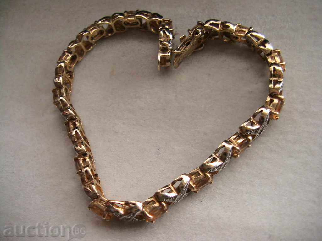 ATTRACTIVE SILVER BRACELET with CITRINE and DIAMONDS - 7 ATTRACTIVE SILVER BRACELET with CITRINE and DIAMONDS - 7