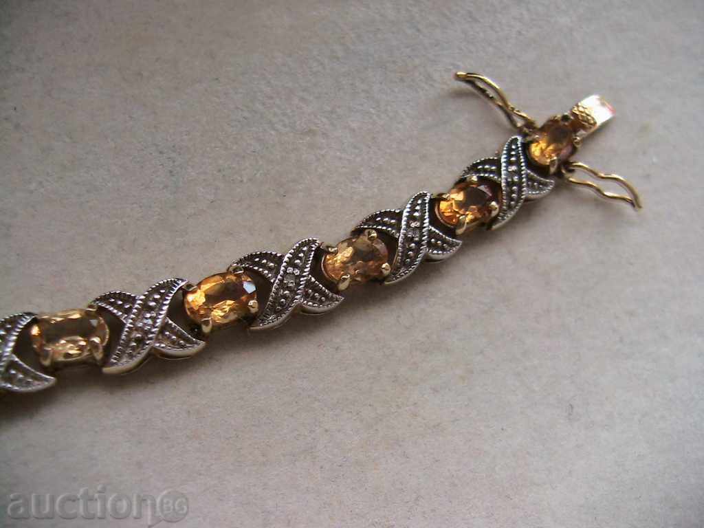ATTRACTIVE SILVER BRACELET with CITRINE and DIAMONDS ATTRACTIVE SILVER BRACELET with CITRINE and DIAMONDS