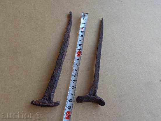 Auction 2 huge old forged nails, wrought iron, spit, nail Auction 2 huge old forged nails, wrought iron, spit, nail
