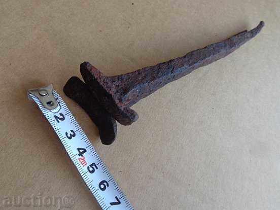 Delivery of 2 huge old forged nails, wrought iron, spit, nail Delivery of 2 huge old forged nails, wrought iron, spit, nail
