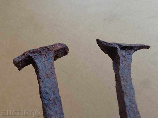 2 huge old forged nails, wrought iron, spit, nail - 6 2 huge old forged nails, wrought iron, spit, nail - 6
