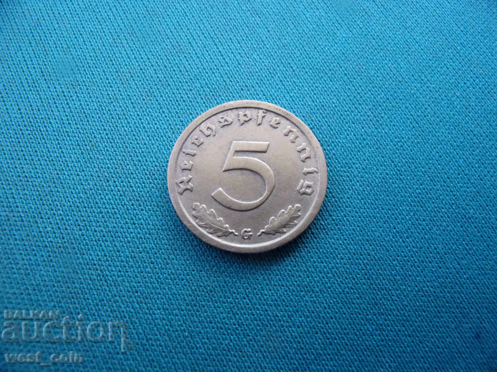 Germany Third Reich 5 Pfennig 1938 G