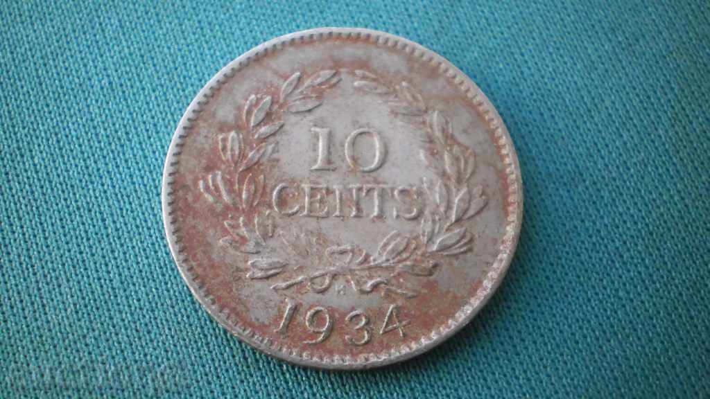 Sarawak 10 Centals 1934 Rare Coin