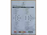 Football team sheet Ludogorets-PSG, Champions League - 2016