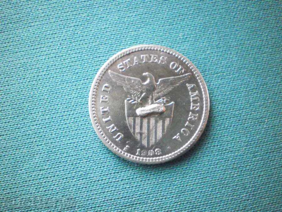 Licitație Filipine 20 cenți 1908 Filipine Argint