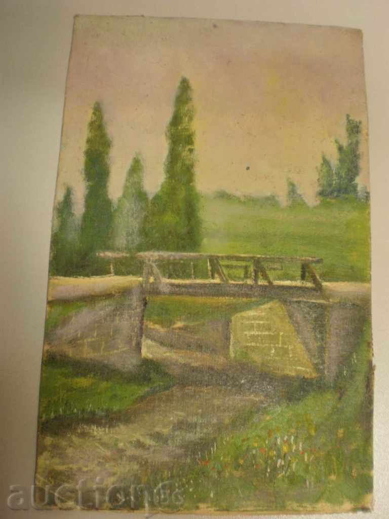 painting, oil, canvas laminated on cardboard.