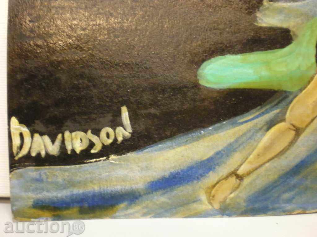 Delivery of painting, oil on cardboard. Davidson. Delivery of painting, oil on cardboard. Davidson.